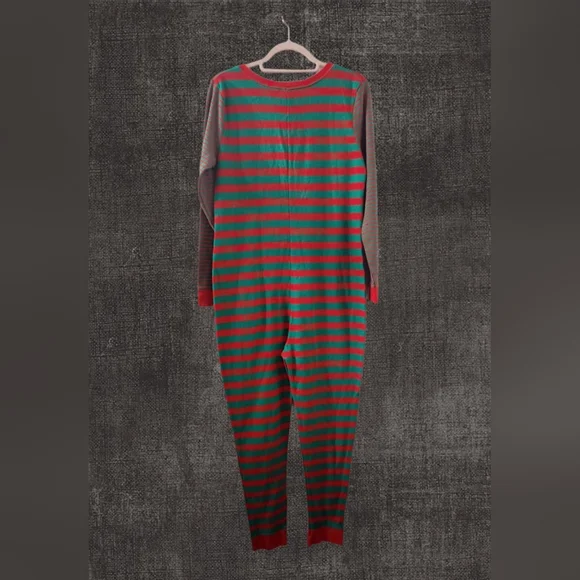 Target Red Green Striped Thermal One Piece Christmas Unisex Pajamas Size L (E10) - Picture 2 of 8